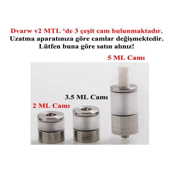 Dvarw V2 MTL RTA Atomizer Camı - Dvarw V2 Cam