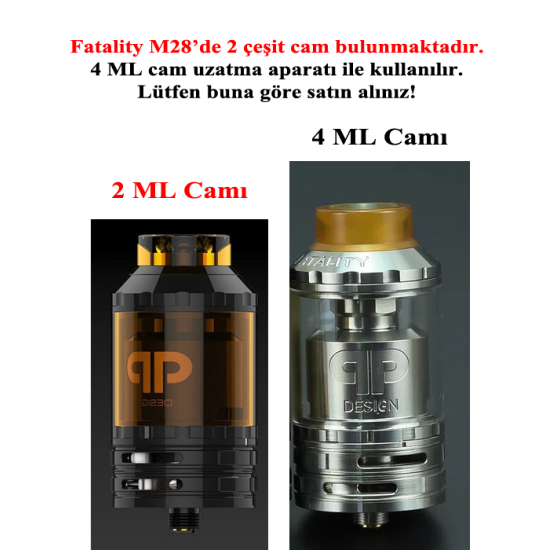 QP Desing Fatality M28 RTA Atomizer Camı - Fatality M28 Cam