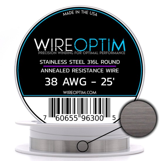 Wire Optim | SS316L - 38 GA Makara Rezistans Teli - 25 FT - Orijinal