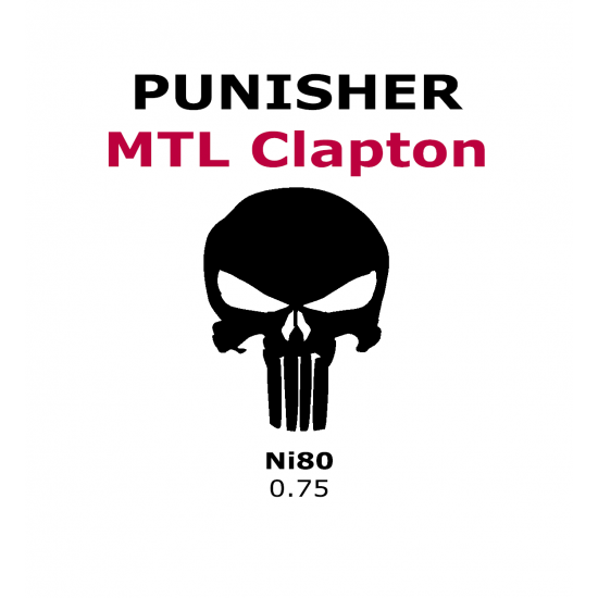 Punisher - MTL Fused Clapton - Ni80 - 0.75 Ohm | 4 Adet - Performans Teli