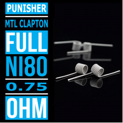 Punisher - MTL Fused Clapton - Ni80 - 0.75 Ohm | 4 Adet - Performans Teli 
