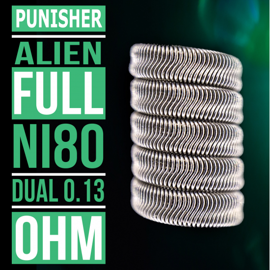 Punisher - Alien Clapton - Ni80 - Dual 0.13 Ohm | 4 Adet - Performans Teli