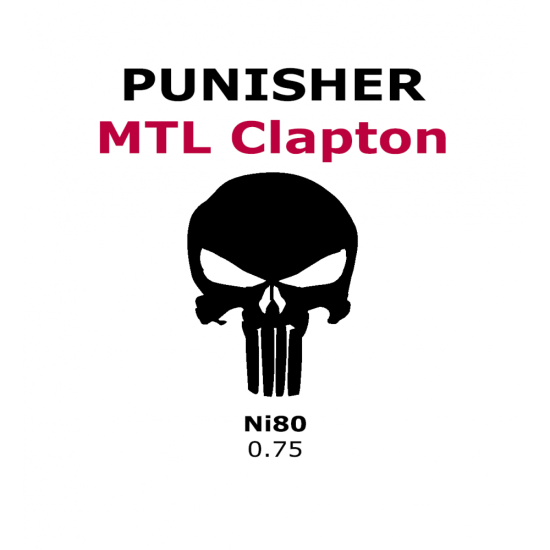 Punisher - MTL Fused Clapton - Ni80 - 0.75 Ohm | 4 Adet - Performans Teli